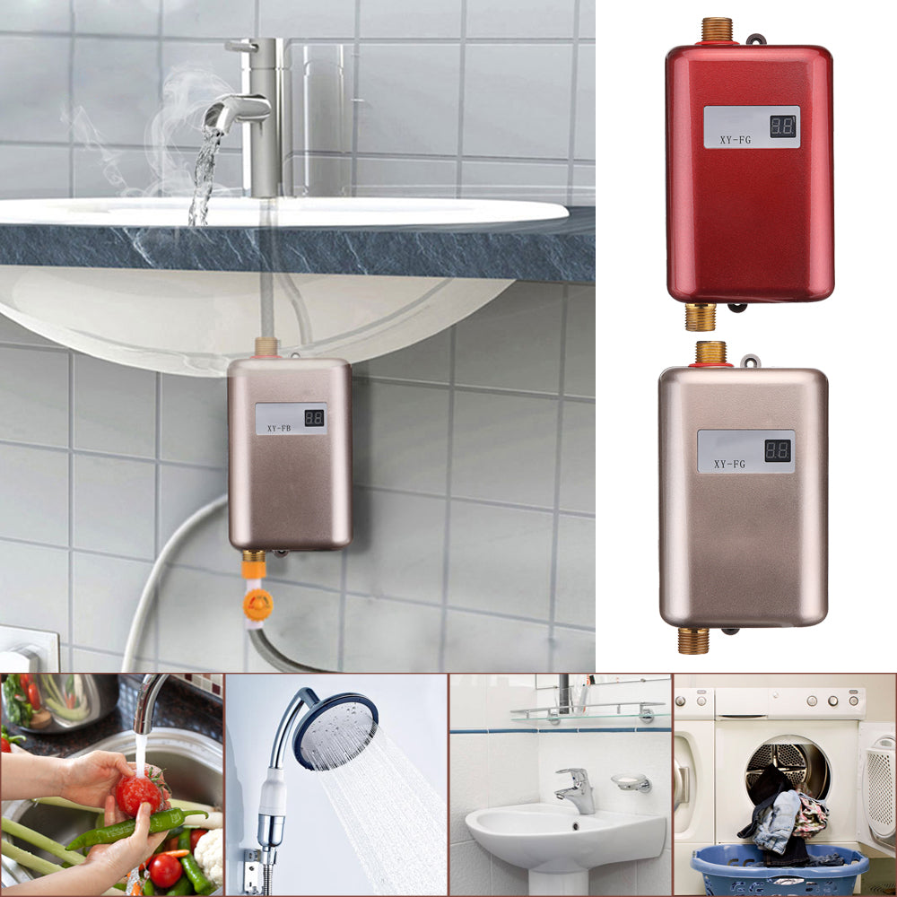 UpWater 220V 3.8KW LCD Electric Tankless Instant Hot Water Heater for Bathroom Kitchen Sink Faucet