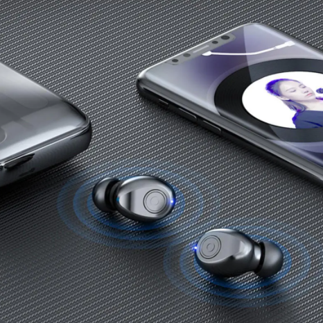 Bluetooth 5.0 Earphone Stereo Digital Display Wireless Headset With 1200mAh Power Bank - Black