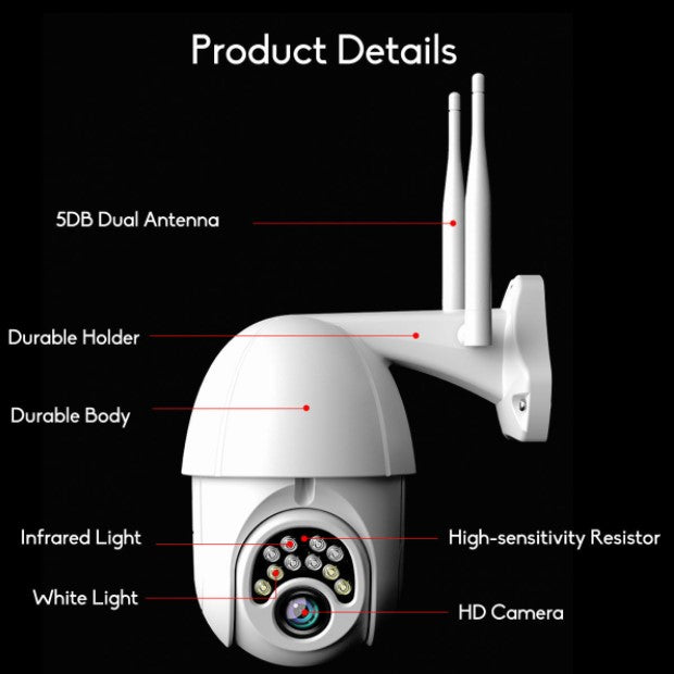 10LED 5X Zoom HD 2MP IP Security Camera WiFi Wireless 1080P Outdoor PTZ Waterproof Night Vision ONVIF